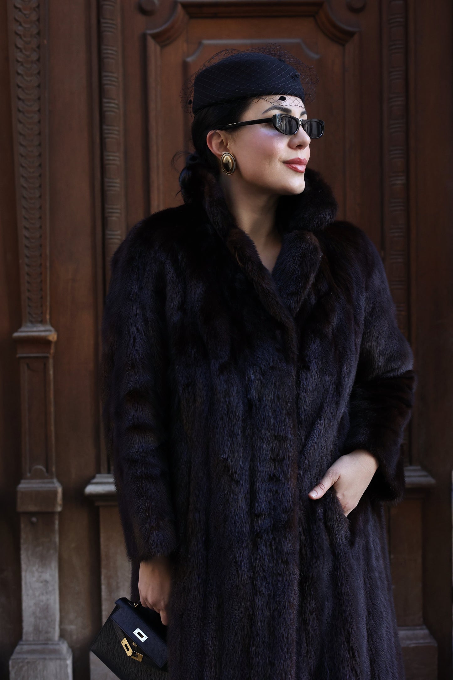 Dunkelbrauner Vintage Nerzmantel "Ingrid"