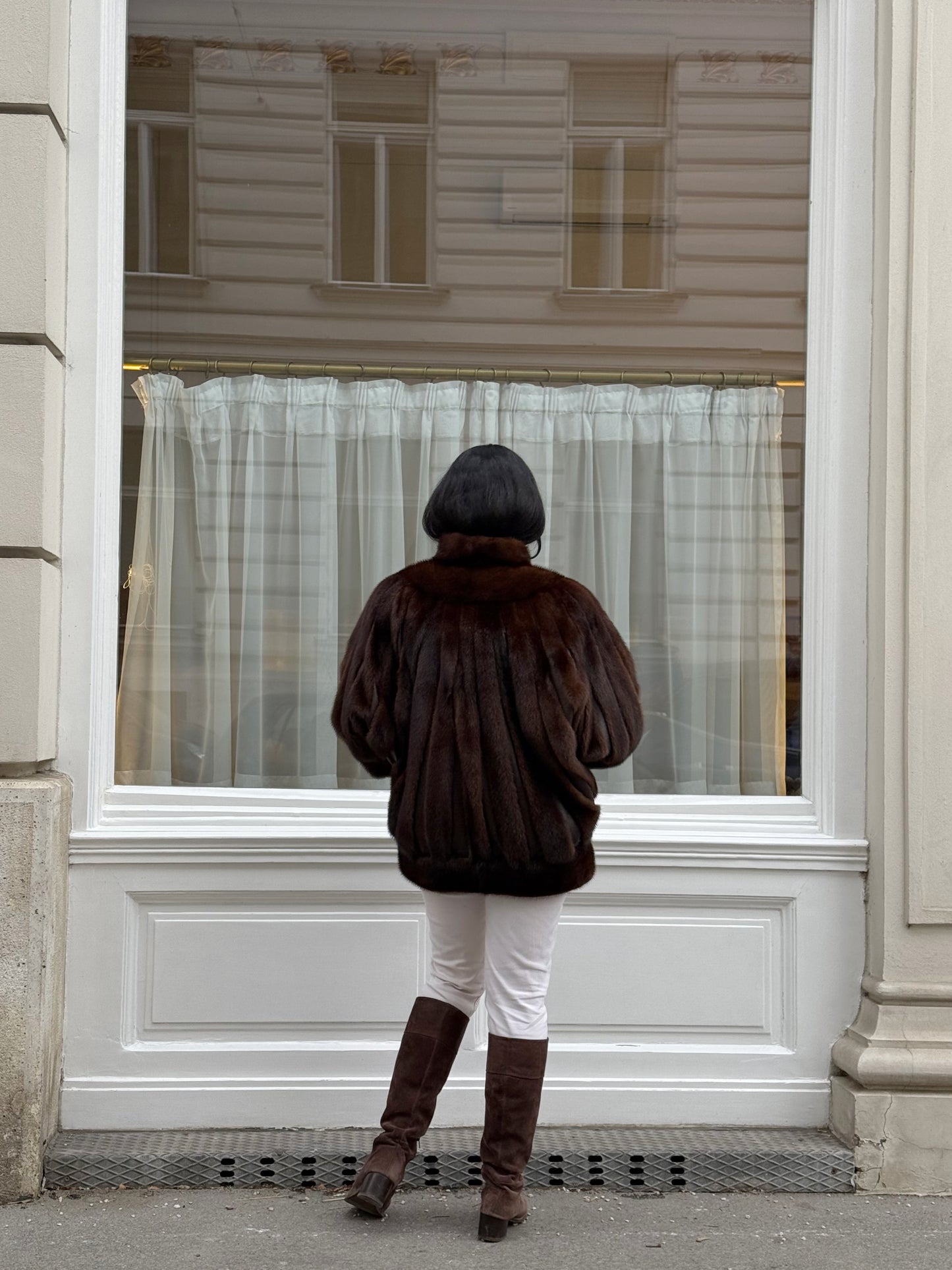 Premium Mink Leather Bomber Jacket "Tabea"