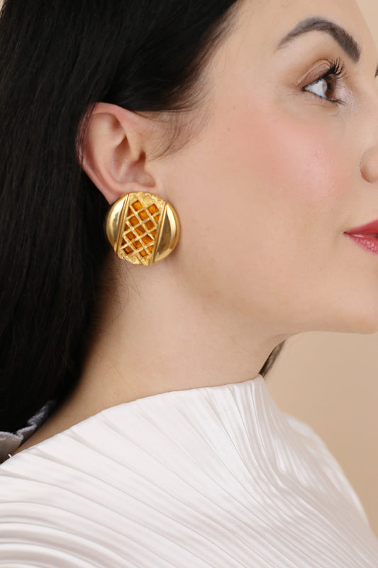 Juna Vintage Lattice Dome Clip-Ohrringe