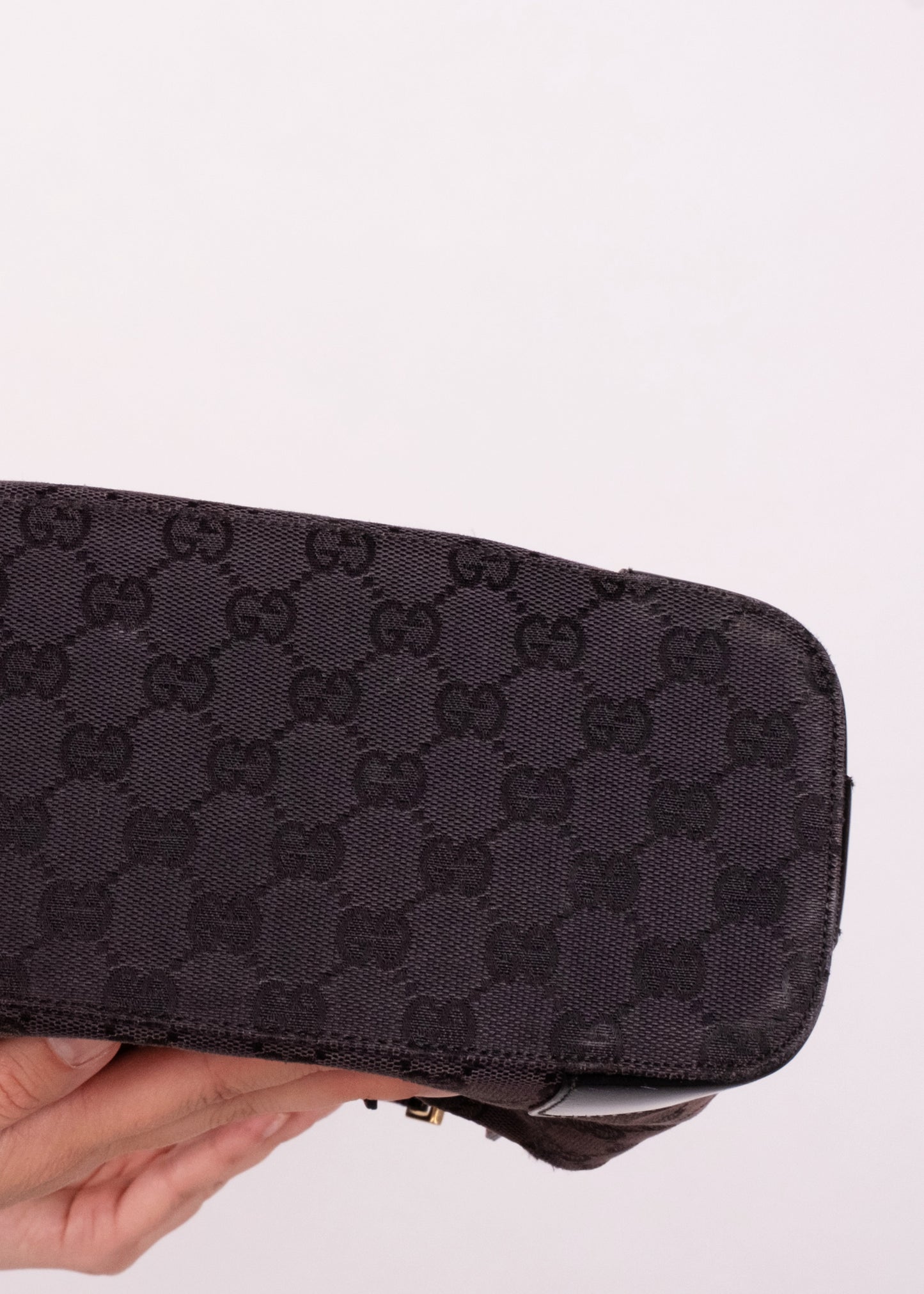 Gucci GG-Logo-Canvas Bag with Patent Leather Handles from the 90s