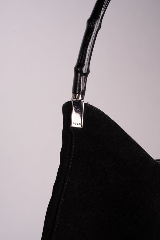 Vintage Gucci Bamboo Suede Leather with Silver Hardware from the 90s