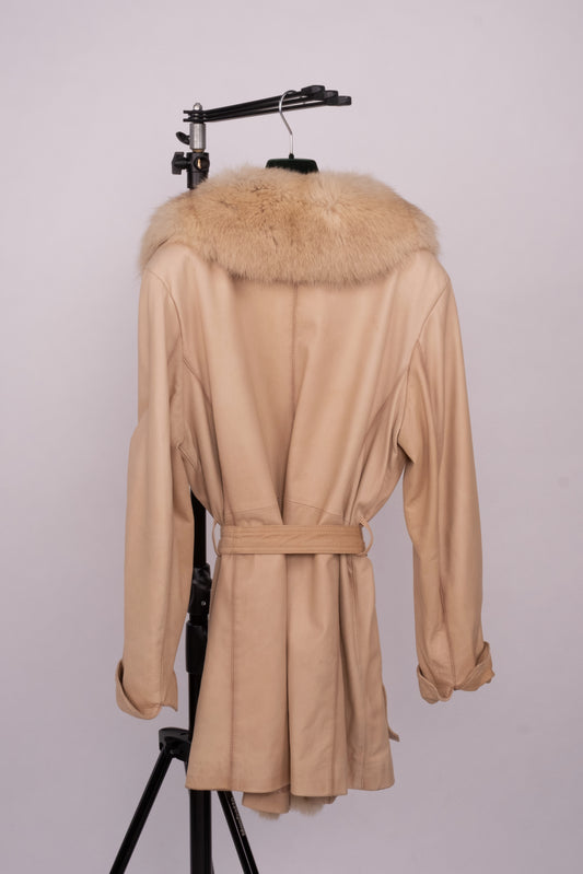 Vintage Leather Coath "Noor" with Fox Fur Collar