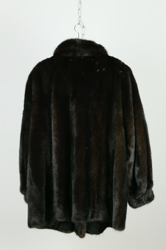 Long Black Vintage Mink Jacket "Emilie"