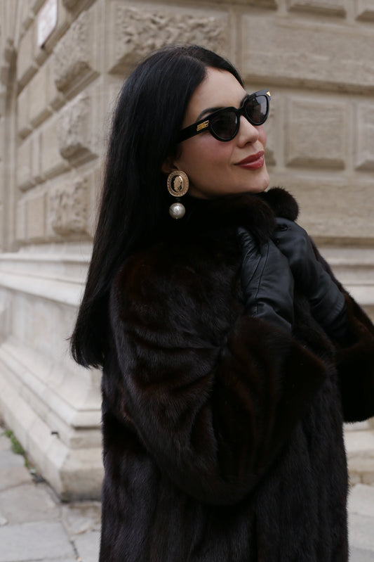 Long Premium Black Mink Coat "Aphrodite"