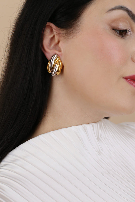 Flora Vintage zweifarbige Knoten-Clip-Ohrringe