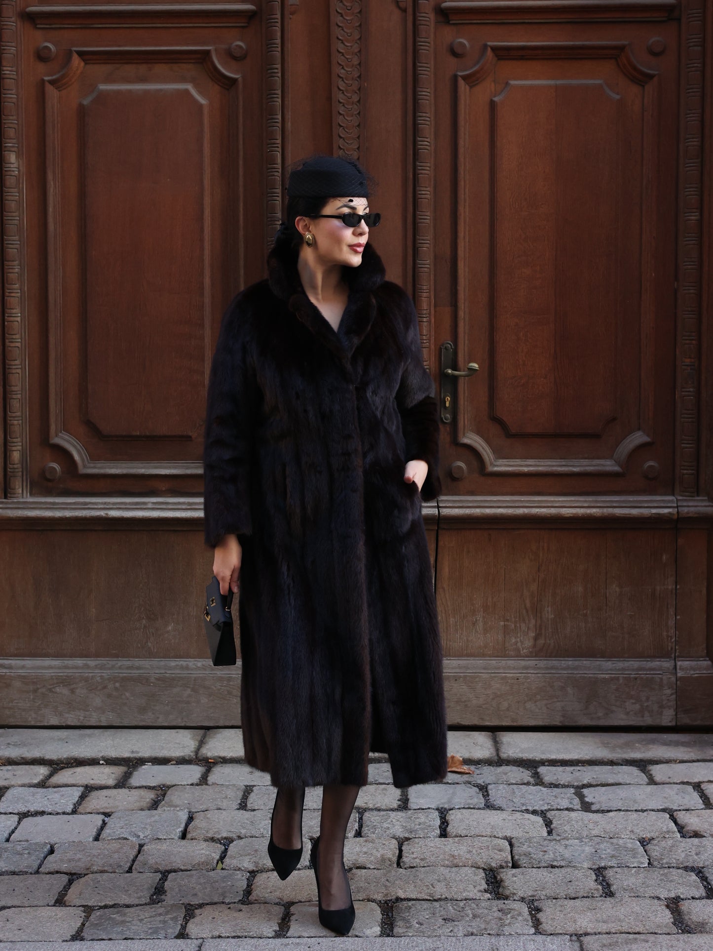 Dunkelbrauner Vintage Nerzmantel "Ingrid" 