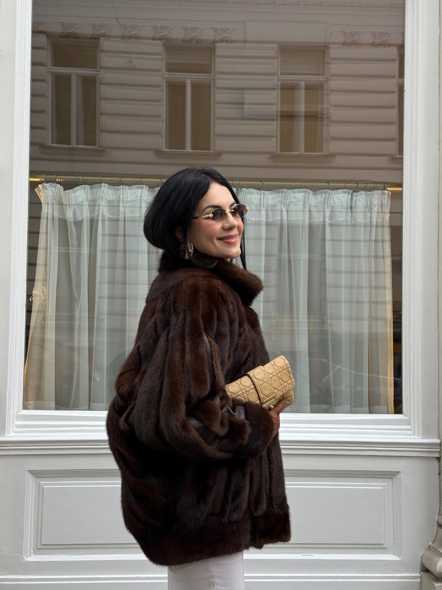 Premium Mink Leather Bomber Jacket "Tabea"