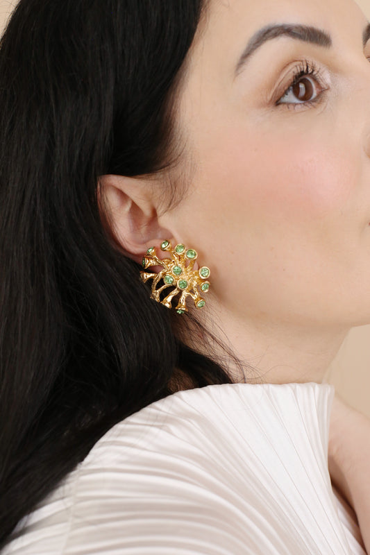 Kaia Vintage Clip-Ohrringe mit grünem Kristallsternmotiv