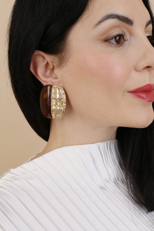 Liora Vintage Bernstein Halbmond Clip-Ohrringe