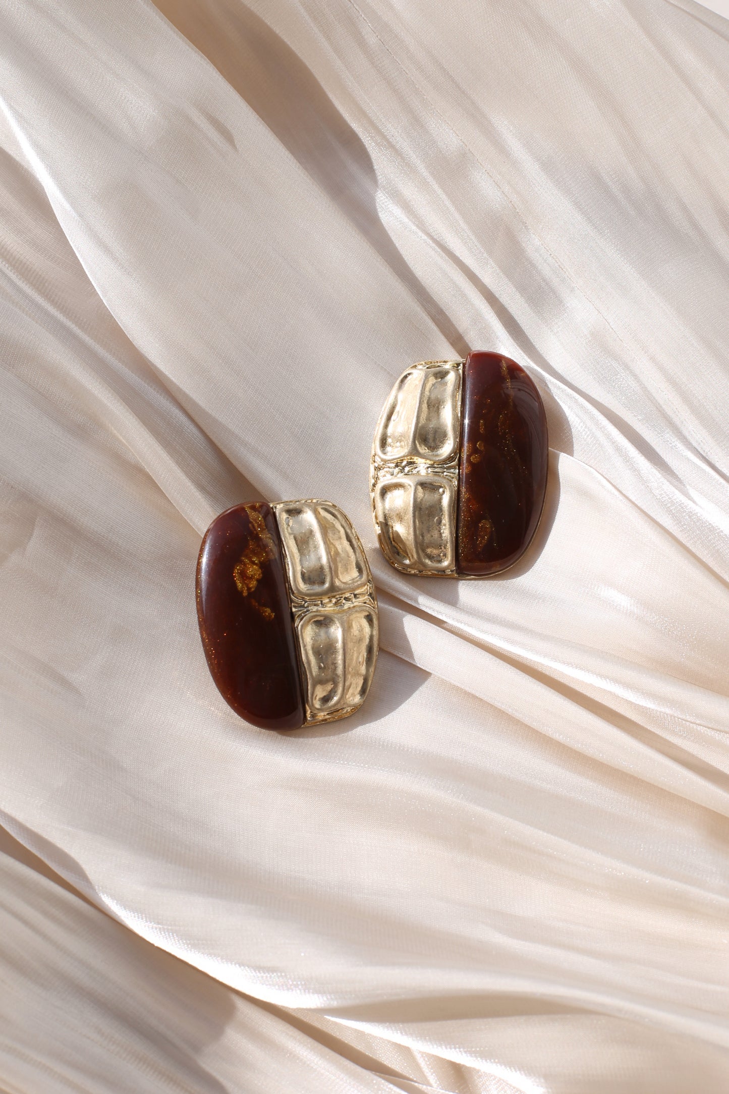 Liora Vintage Amber Half-Moon Clip Earrings