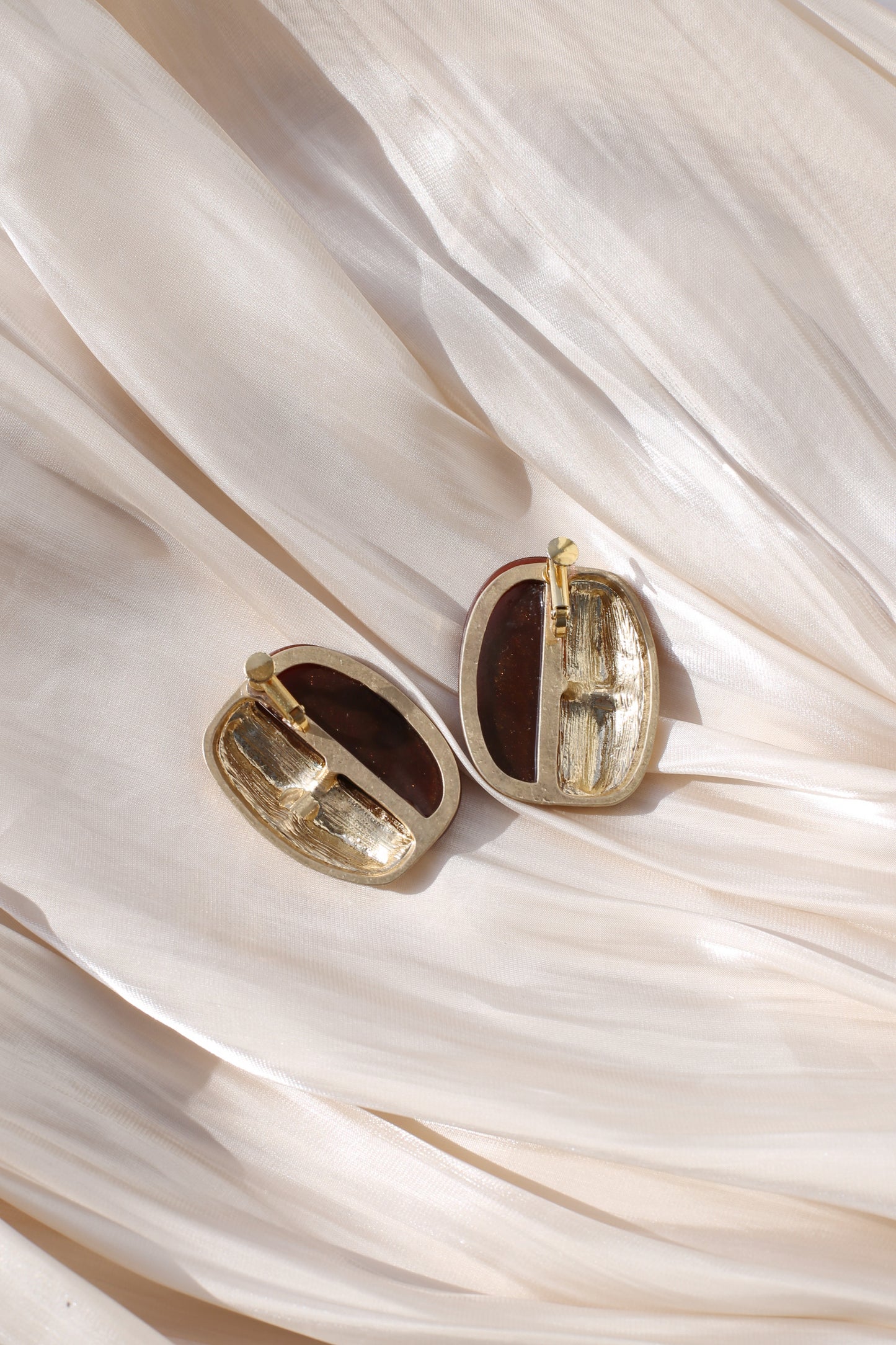 Liora Vintage Amber Half-Moon Clip Earrings