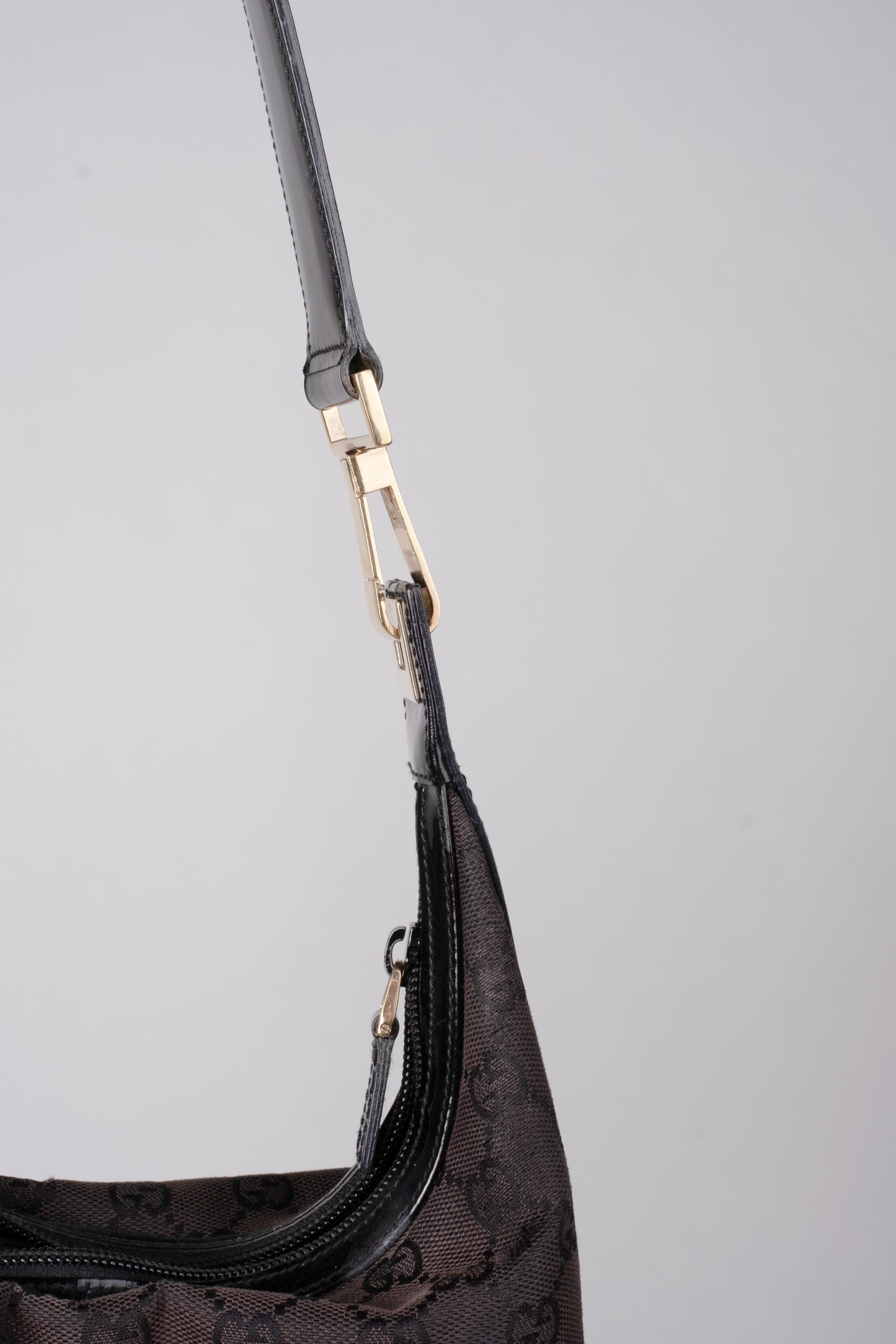 Gucci GG-Logo-Canvas Bag with Patent Leather Handles from the 90s