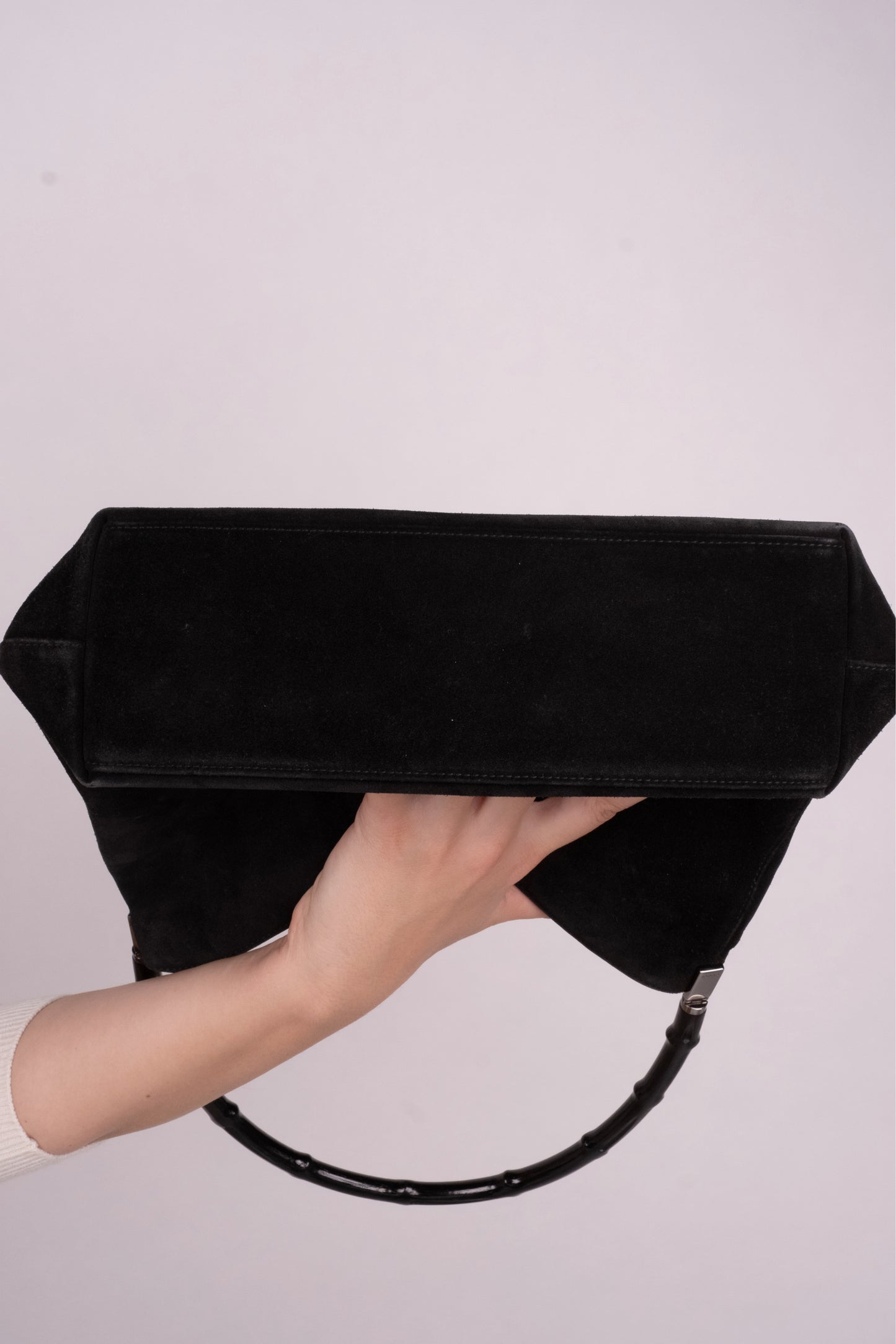 Vintage Gucci Bamboo Suede Leather with Silver Hardware from the 90s