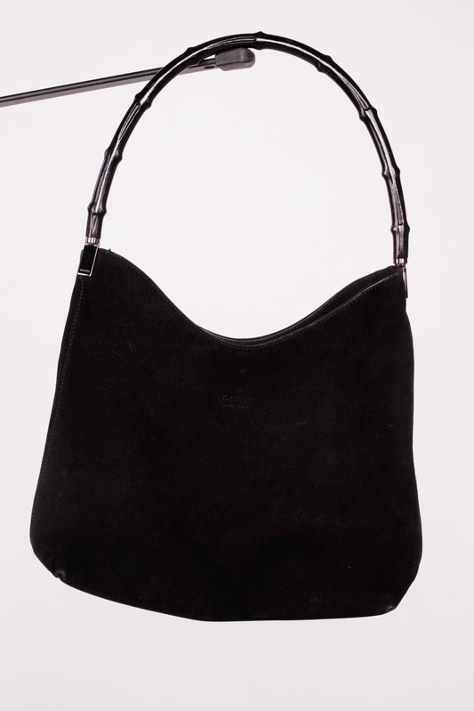 Vintage Gucci Bamboo Suede Leather with Silver Hardware from the 90s