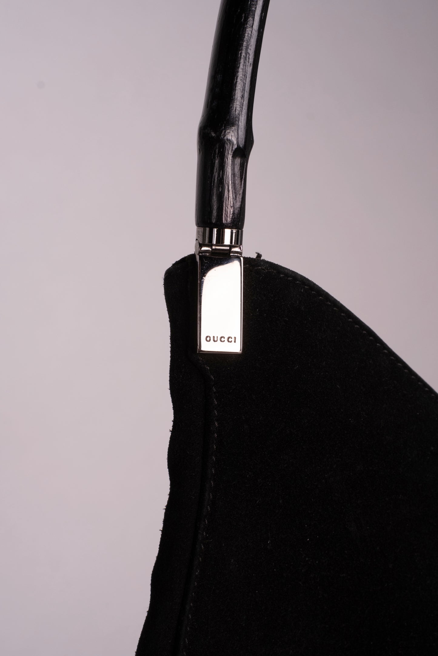 Vintage Gucci Bamboo Suede Leather with Silver Hardware from the 90s