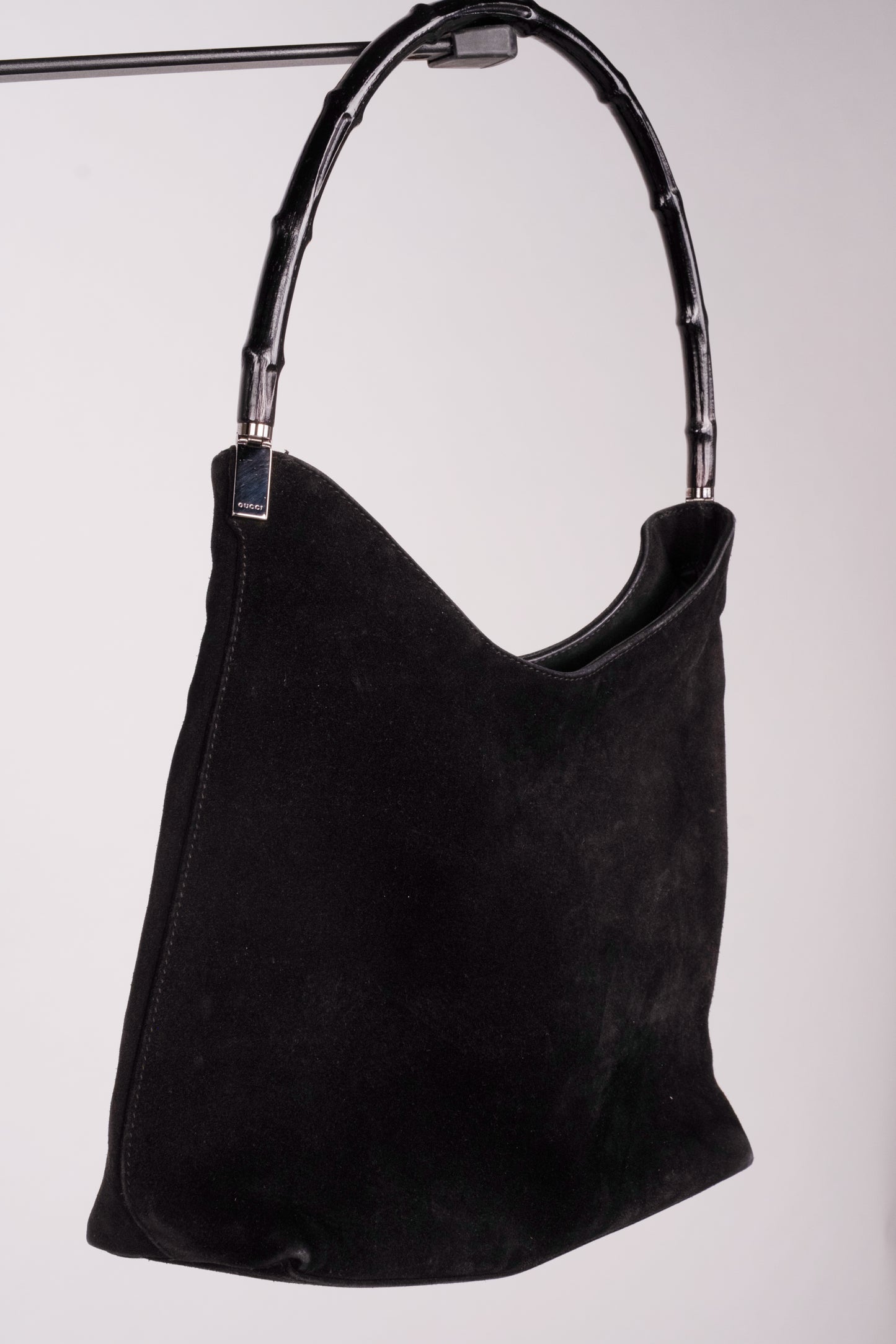 Vintage Gucci Bamboo Suede Leather with Silver Hardware from the 90s