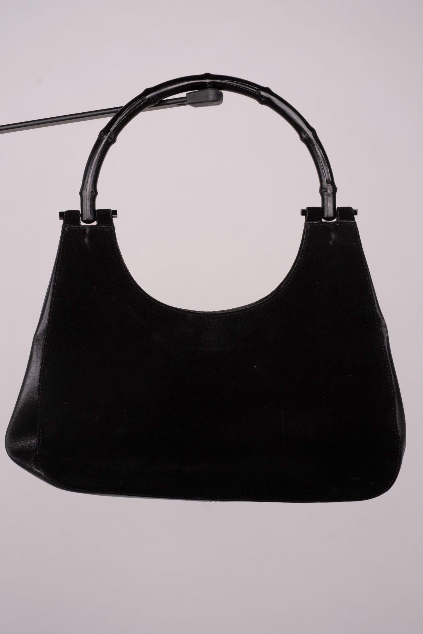 Rare 90s Gucci Suede Bamboo Handle Bag