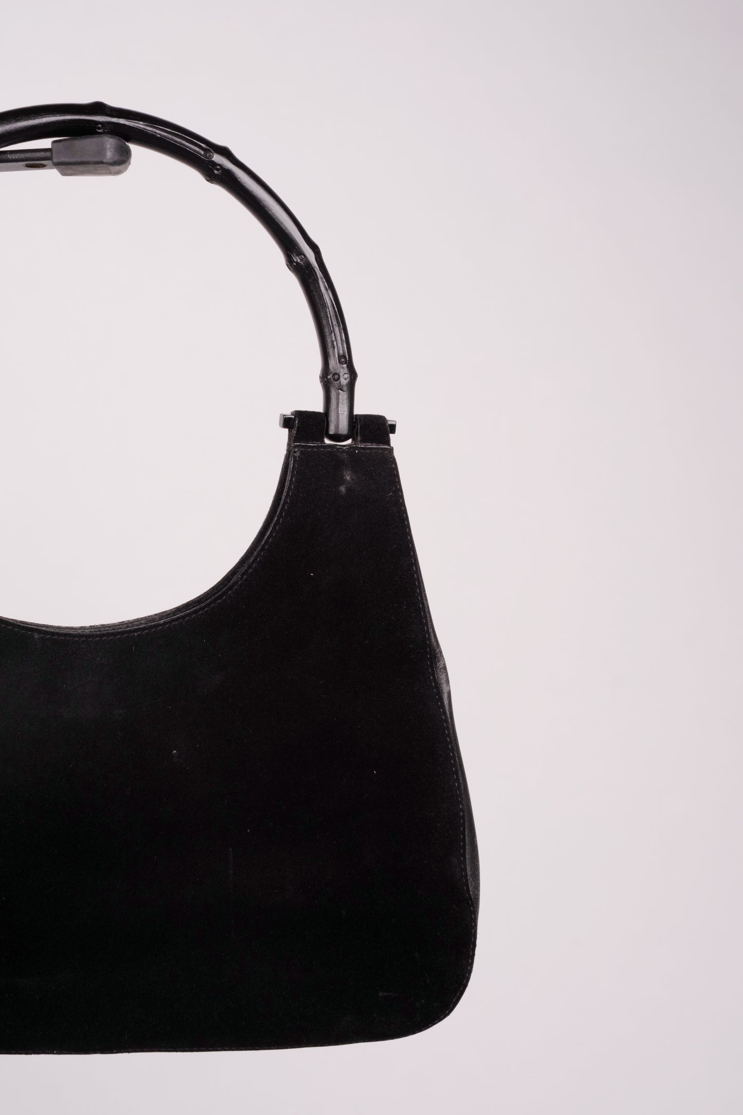 Rare 90s Gucci Suede Bamboo Handle Bag