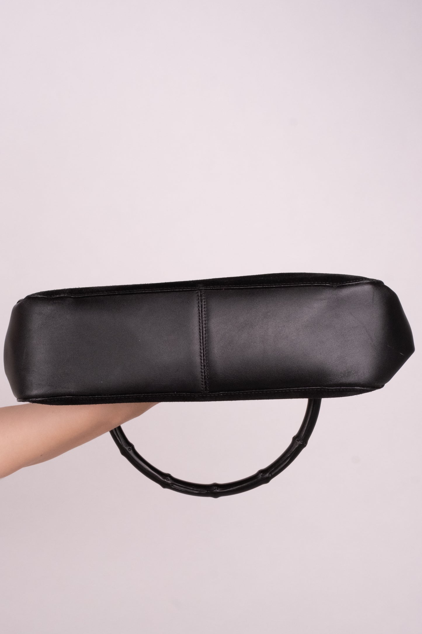 Rare 90s Gucci Suede Bamboo Handle Bag