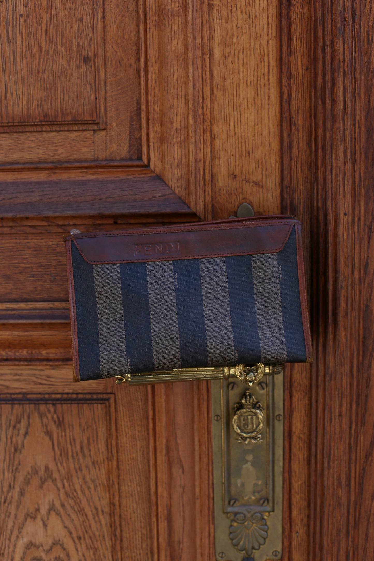 Vintage Fendi Leather-Trimmed Clutch – Selleria Stripes