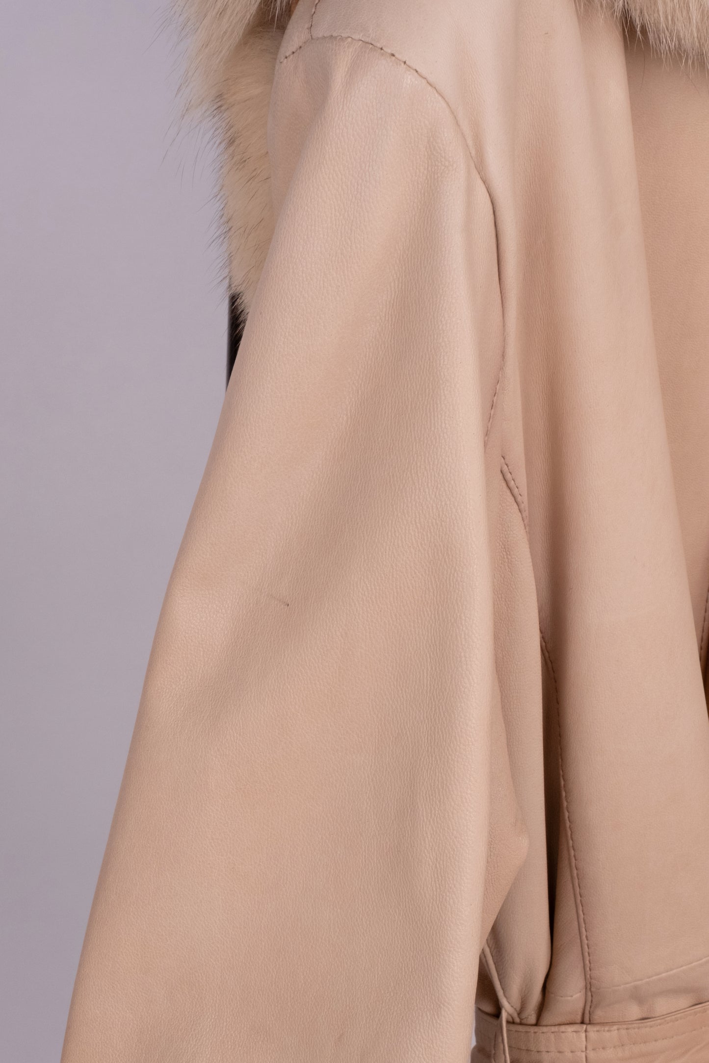 Vintage Leather Coath  "Noor" with Fox Fur Collar