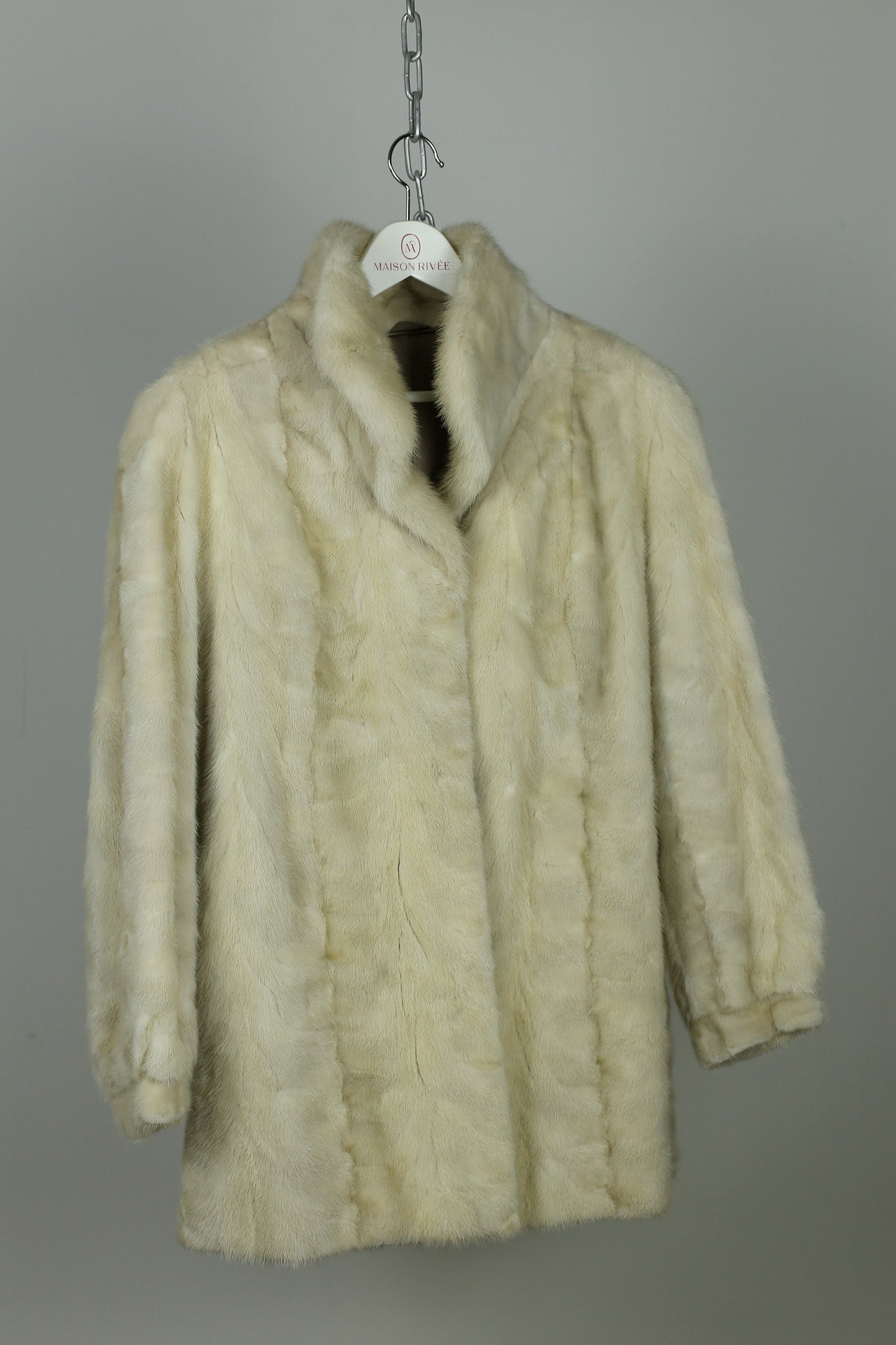 Cream White Vintage Mink Jacket with Hat "Nima"