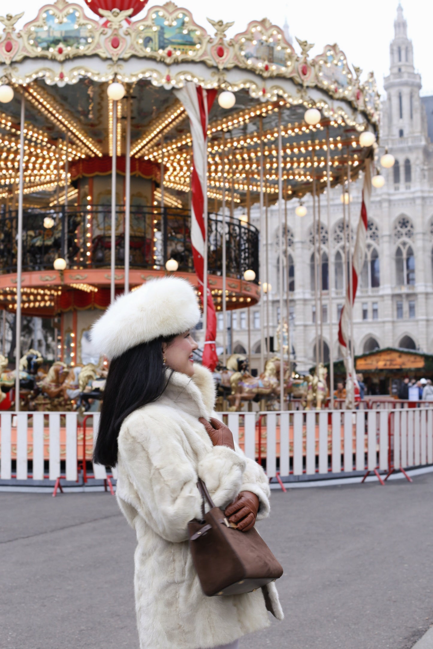 Cream White Vintage Mink Jacket with Hat "Nima"