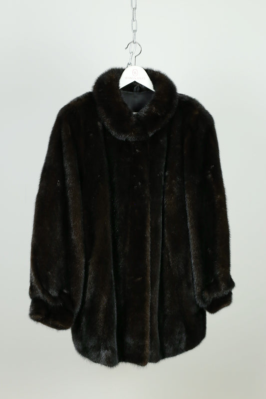 Long Black Vintage Mink Jacket "Emilie"