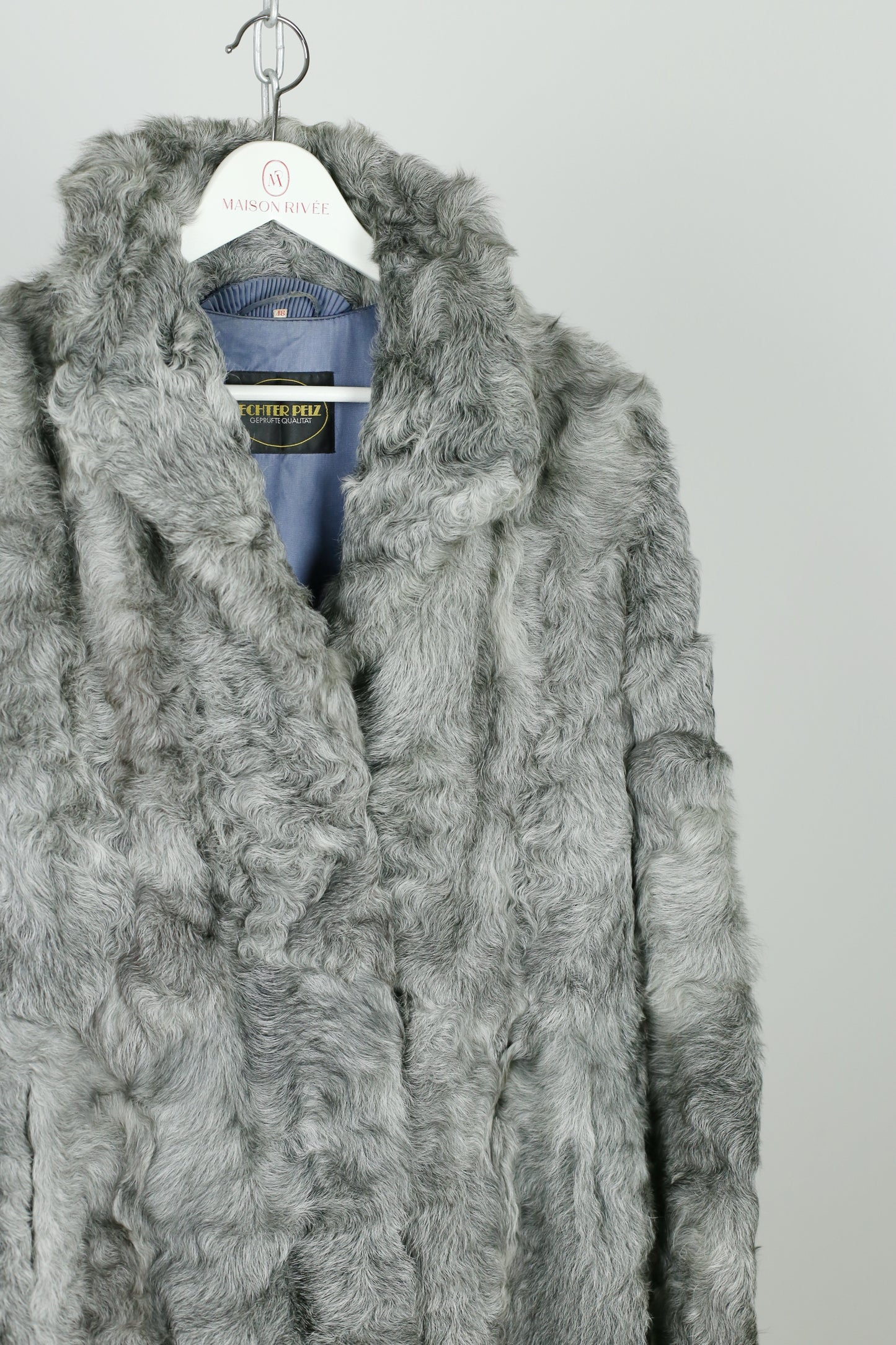 Rare silver-toned goat fur coat - "Antea"