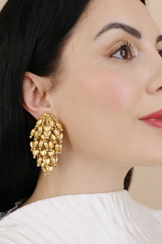 Thea Vintage Heart Cascade Clip Earrings