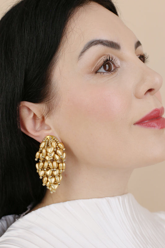 Thea Vintage Heart Cascade Clip Earrings