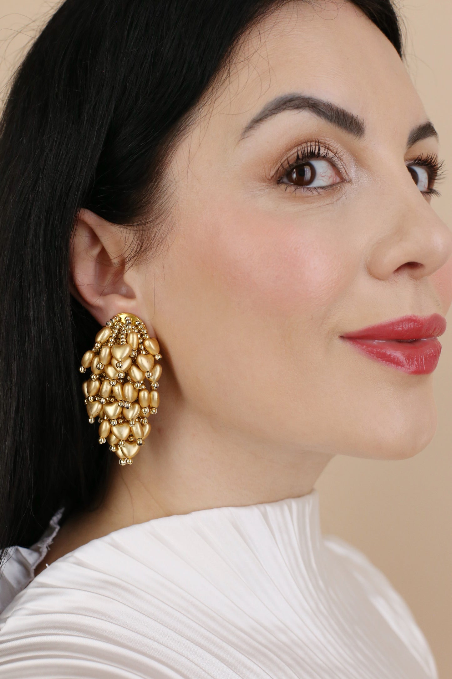 Thea Vintage Heart Cascade Clip Earrings