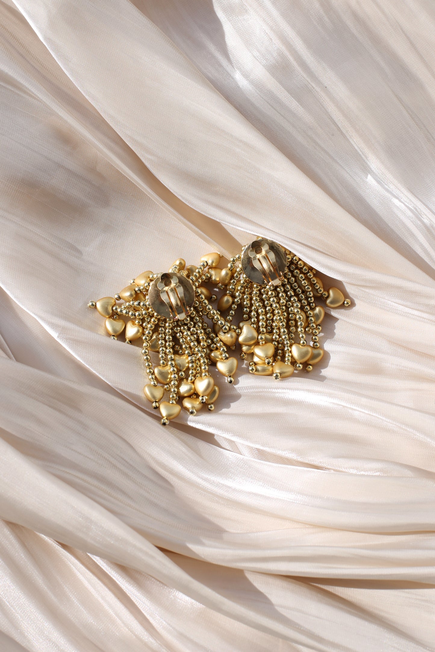 Thea Vintage Heart Cascade Clip Earrings