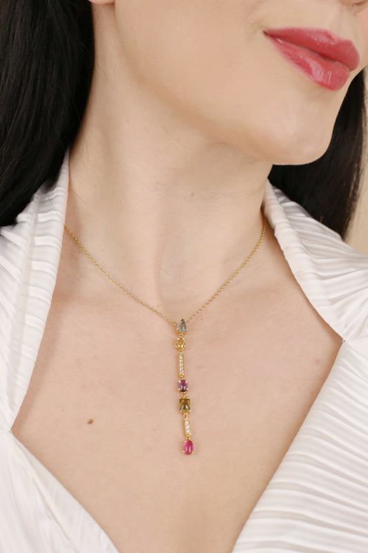 Yasmine Vintage Stone Pendant Necklace