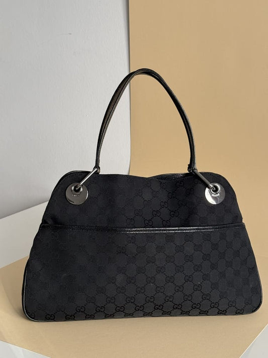 Vintage Gucci Logo-Canvas Tasche der späten 90er