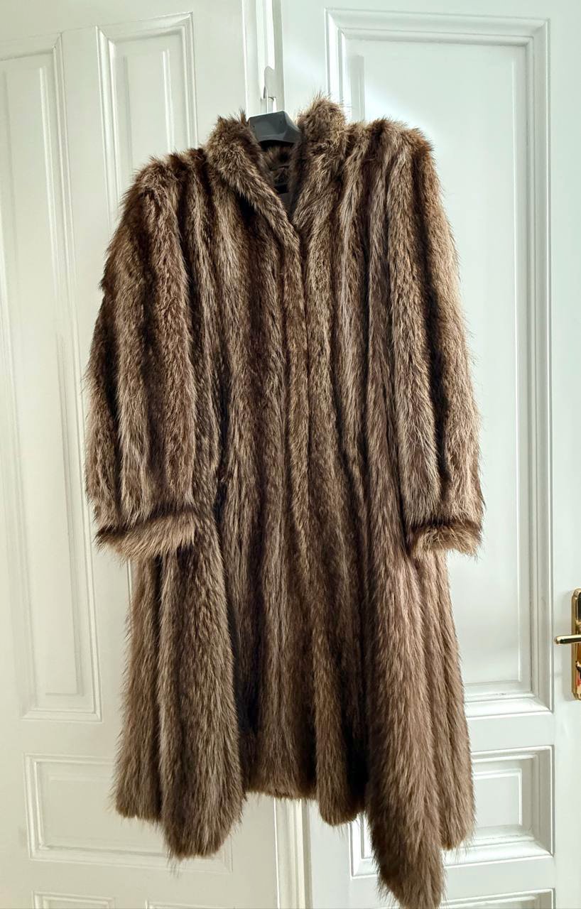 Pelzmantel "Ines" - Waschbärmantel gestreift 