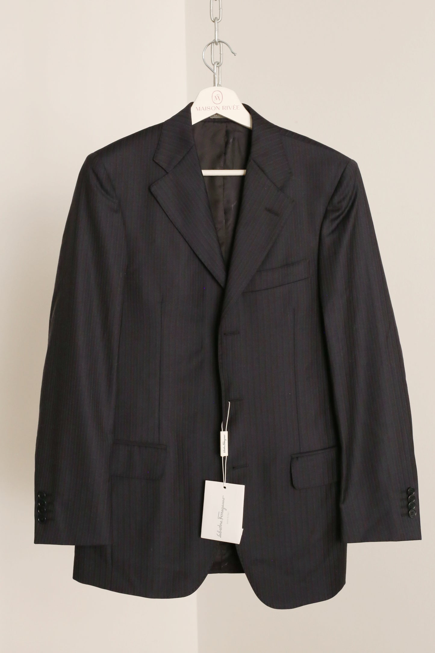 Never worn! Salvatore Ferragamo Navy Blue Pinstripe Blazer